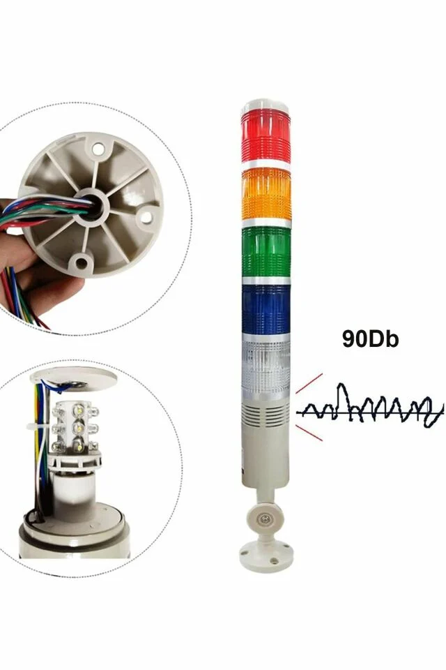 D50 Işıklı Kolon 230VAC Led Sabit Buzzer Kırmızı Yeşil Sarı Mavi Beyaz MST-53155
