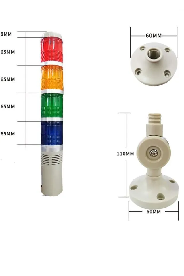 D50 Işıklı Kolon 230VAC Led Flaşör Buzzer Kırmızı Yeşil Sarı Mavi MST-54154
