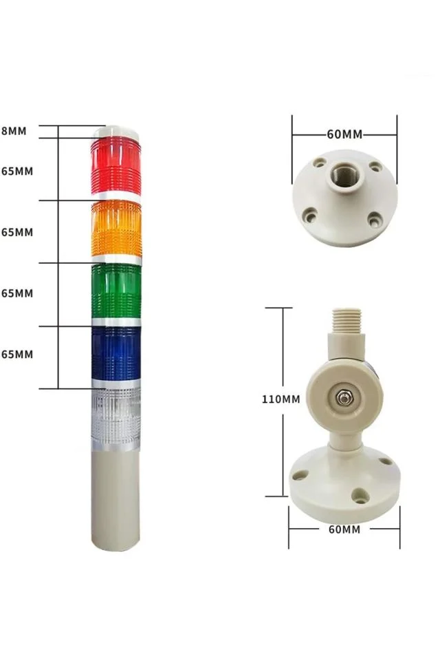 D50 Işıklı Kolon 230VAC Flaşör Kırmızı Yeşil Sarı Mavi Beyaz MST-52055