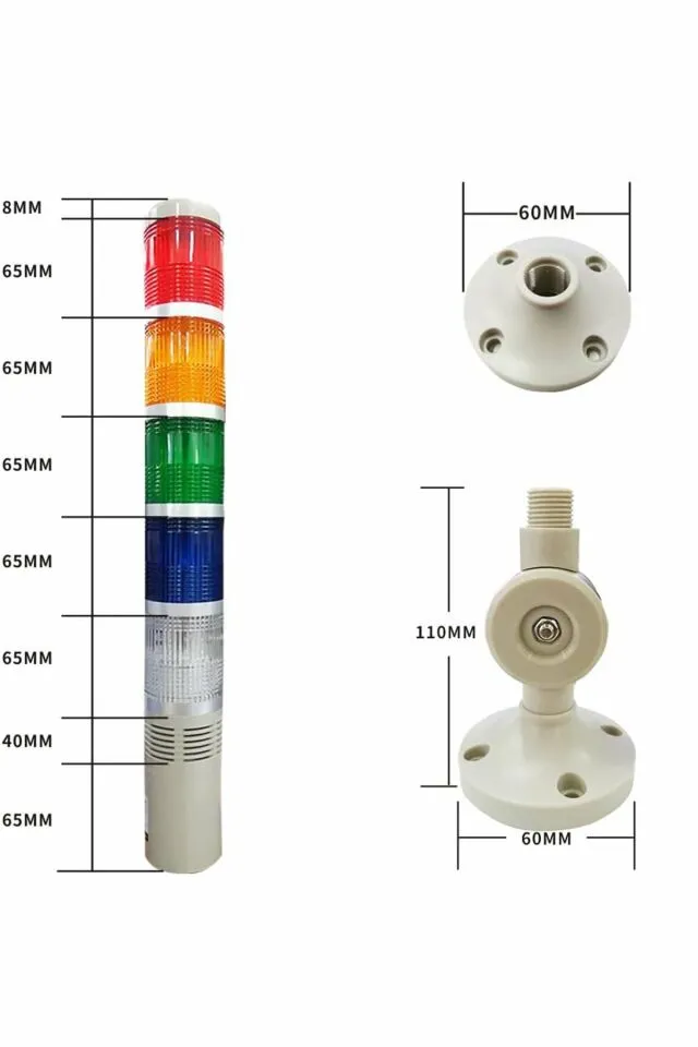 D50 Işıklı Kolon 24VDC Sabit Buzzer Kırmızı Yeşil Sarı Mavi Beyaz MST-51175