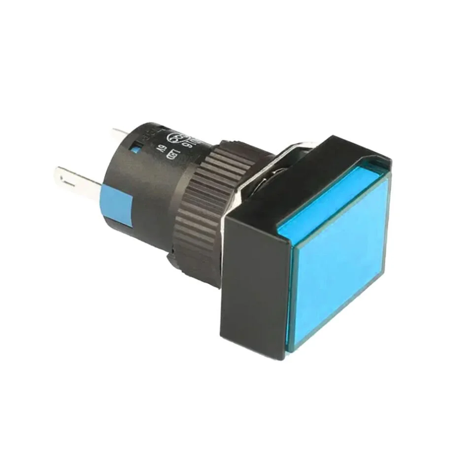 D16 Işıklı Buton 24V Yaylı 2CO Dörtgen Mavi MBT-27362