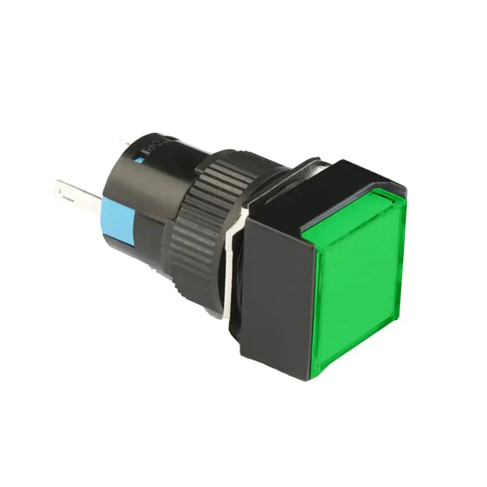 D16 Işıklı Buton 24V Kalıcı 2CO Kare Yeşil MBT-37232