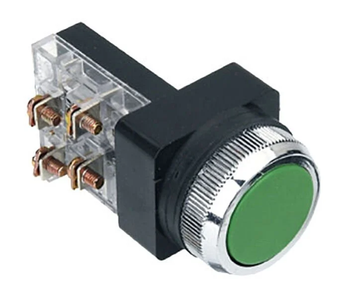 D30 Buton Çıkık Yaylı NO+NC Yeşil MBW-31350