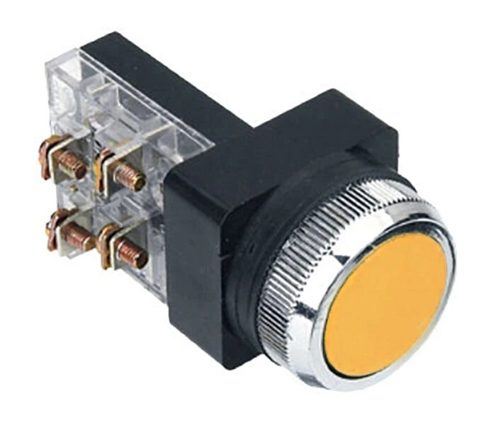 D30 Buton Çıkık Yaylı NO+NC Sarı MBW-31550