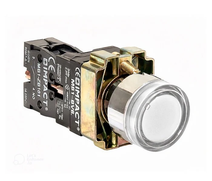 Impact 22mm Işıklı Buton Beyaz NO MB3-BW611