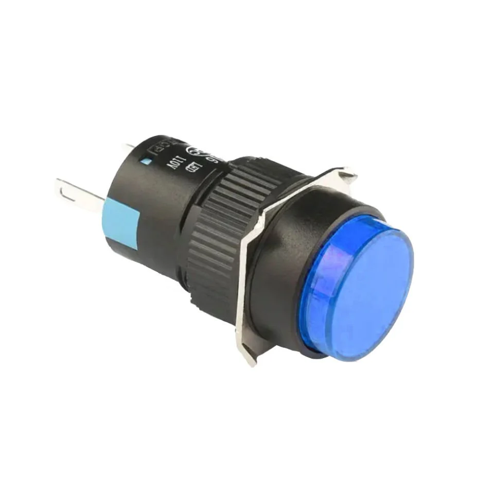 D16 Işıklı Buton 24V Yaylı 1CO Yuvarlak Mavi MBT-27161