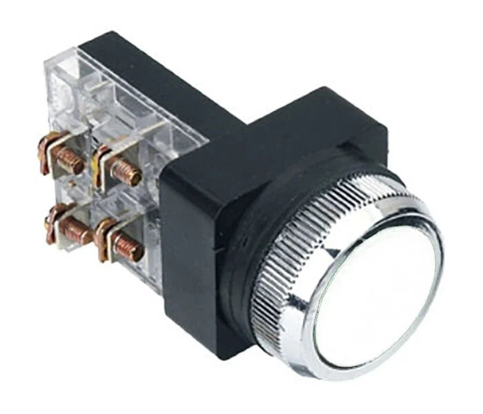 D30 Buton Çıkık Yaylı NO+NC Beyaz MBW-31150