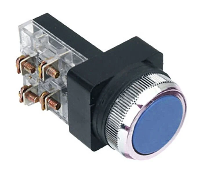 D30 Buton Çıkık Yaylı NO+NC Mavi MBW-31650