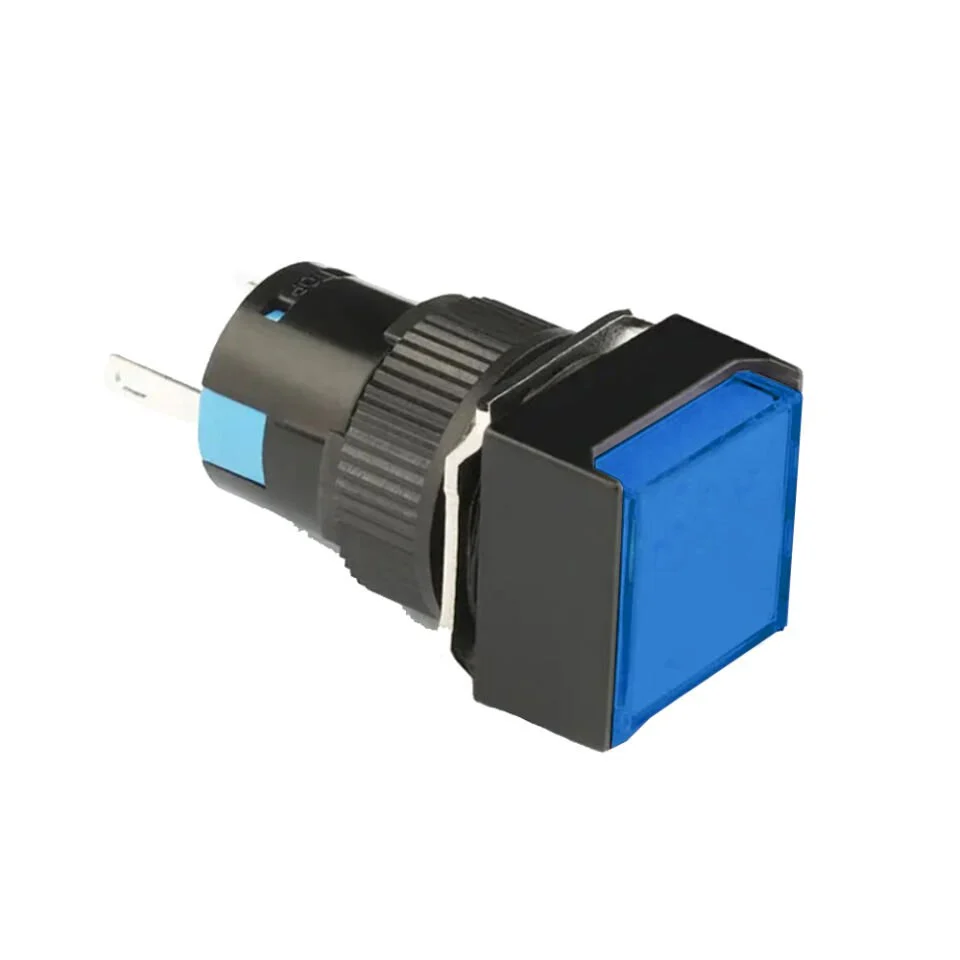 D16 Işıklı Buton 24V Yaylı 1CO Kare Mavi MBT-27261