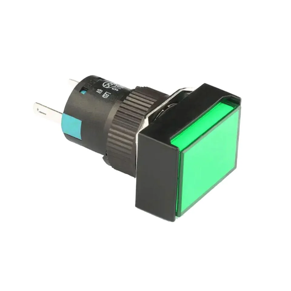 D16 Işıklı Buton 24V Yaylı 1CO Dörtgen Yeşil MBT-27331