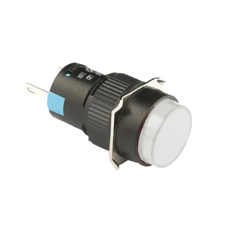 D16 Işıklı Buton 24V Yaylı 2CO Yuvarlak Beyaz MBT-27112