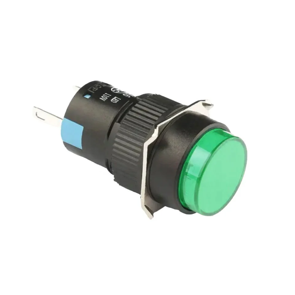 D16 Işıklı Buton 24V Yaylı 2CO Yuvarlak Yeşil MBT-27132