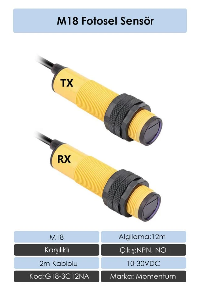 Fotosel M18 4m Reflektörlü Konnektör PNP NO+NC G18-3B4PCT