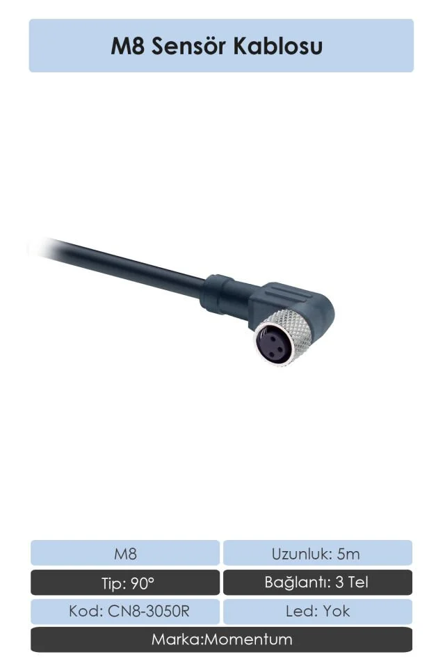Sensör Konnektör M8 90d 5 metre 4 Tel CN8-4050R
