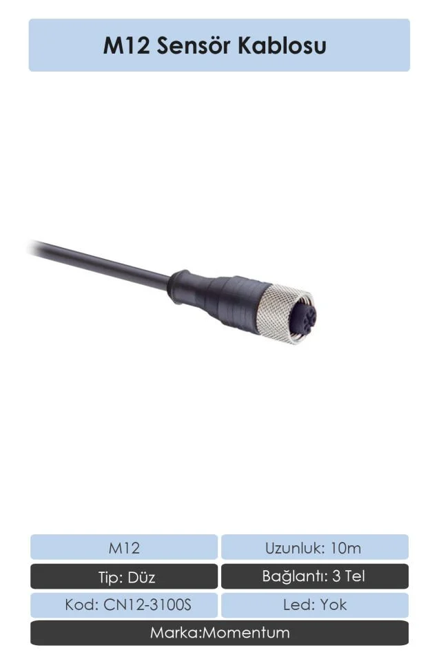 Sensör Konnektör M12 90d 2 metre 3 Tel CN12-3020R