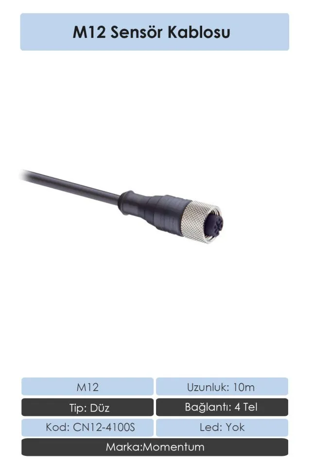 Sensör Konnektör M12 90d 2 metre 4 Tel CN12-4020R