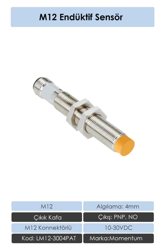 M12 Endüktif Sensör 4mm Çıkık Kafa PNP NO LM12-3004PAT